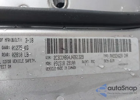 2018 Chrysler 300 300S из США, поврежденный, VIN 2C3CCABG4JH261329